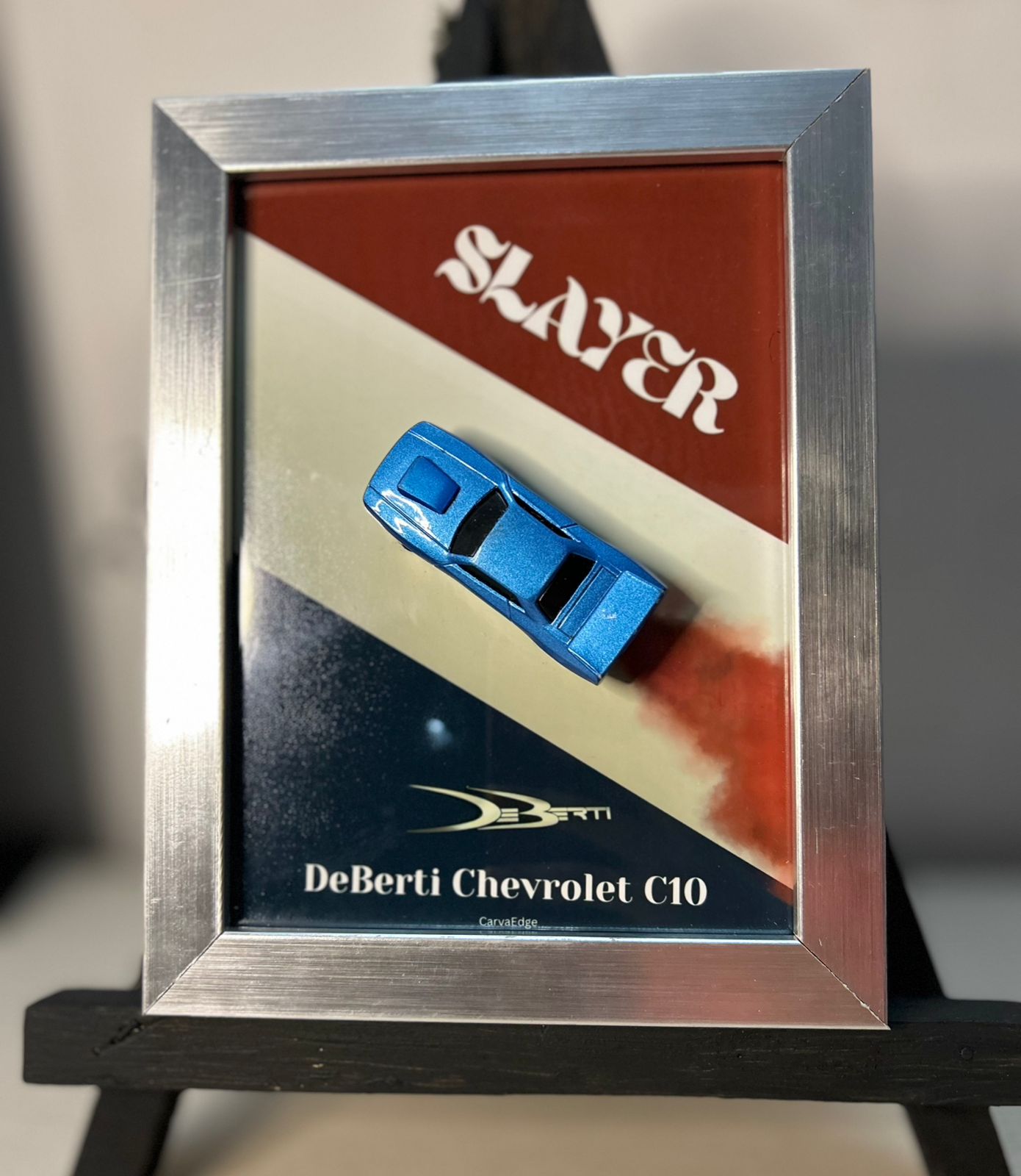 Blue Chevrolet Slayer – 1:64 Misto Metal Car in Premium Frame