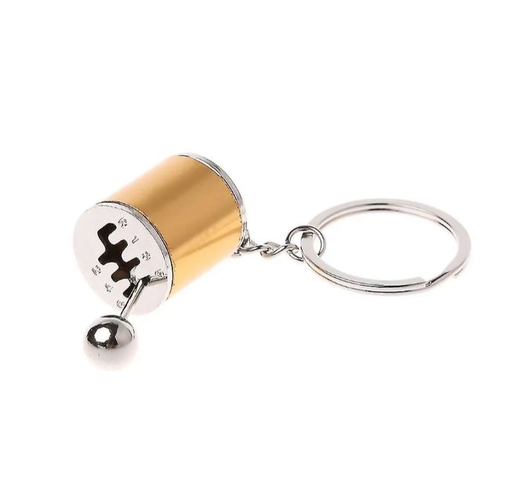 Golden Gear Shift Keychain – Metal Automotive Design