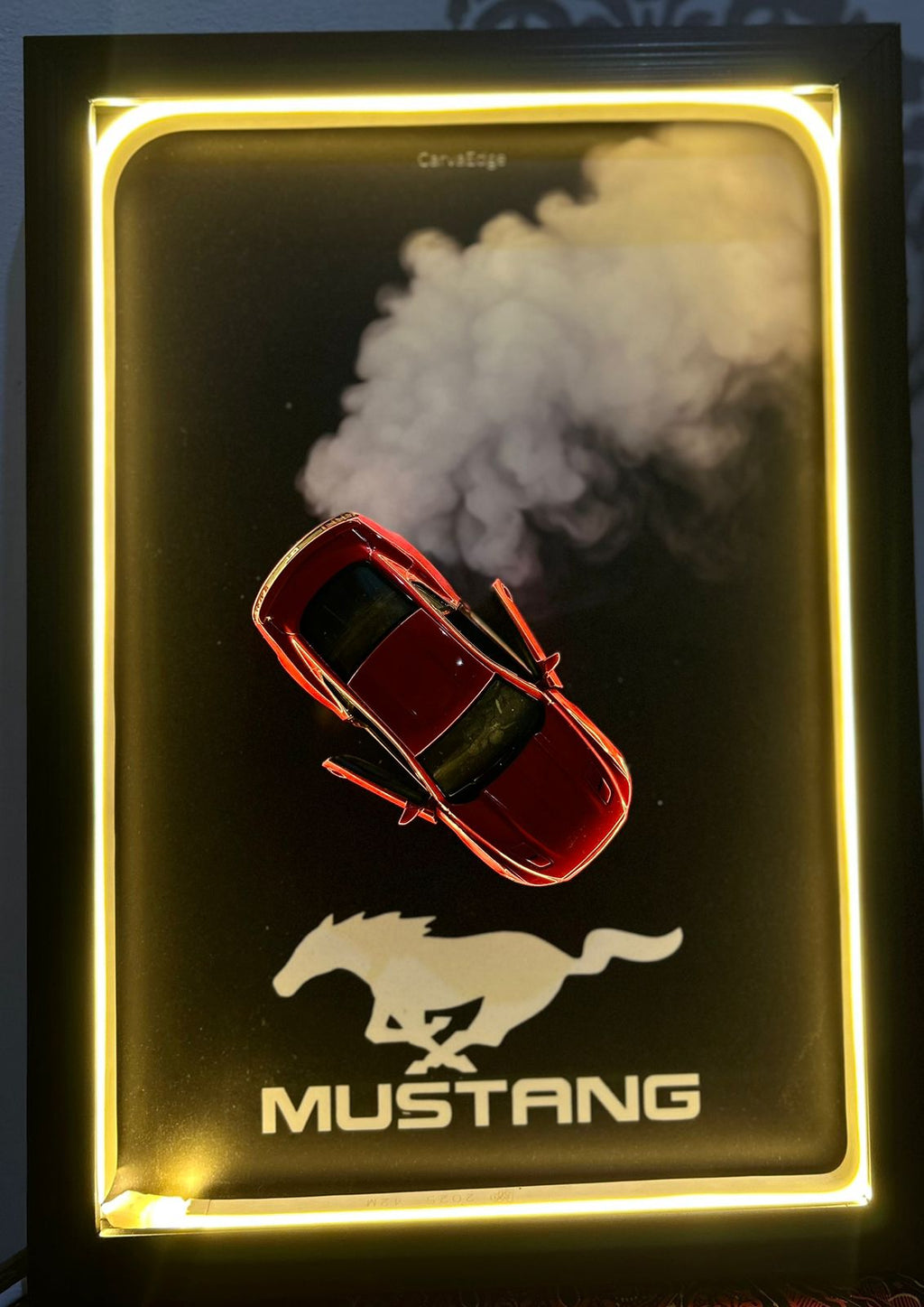 2015 Ford Mustang GT S550 – 1:36 Scale Model in 10×14″ Shadow Frame with Warm Neon Lights