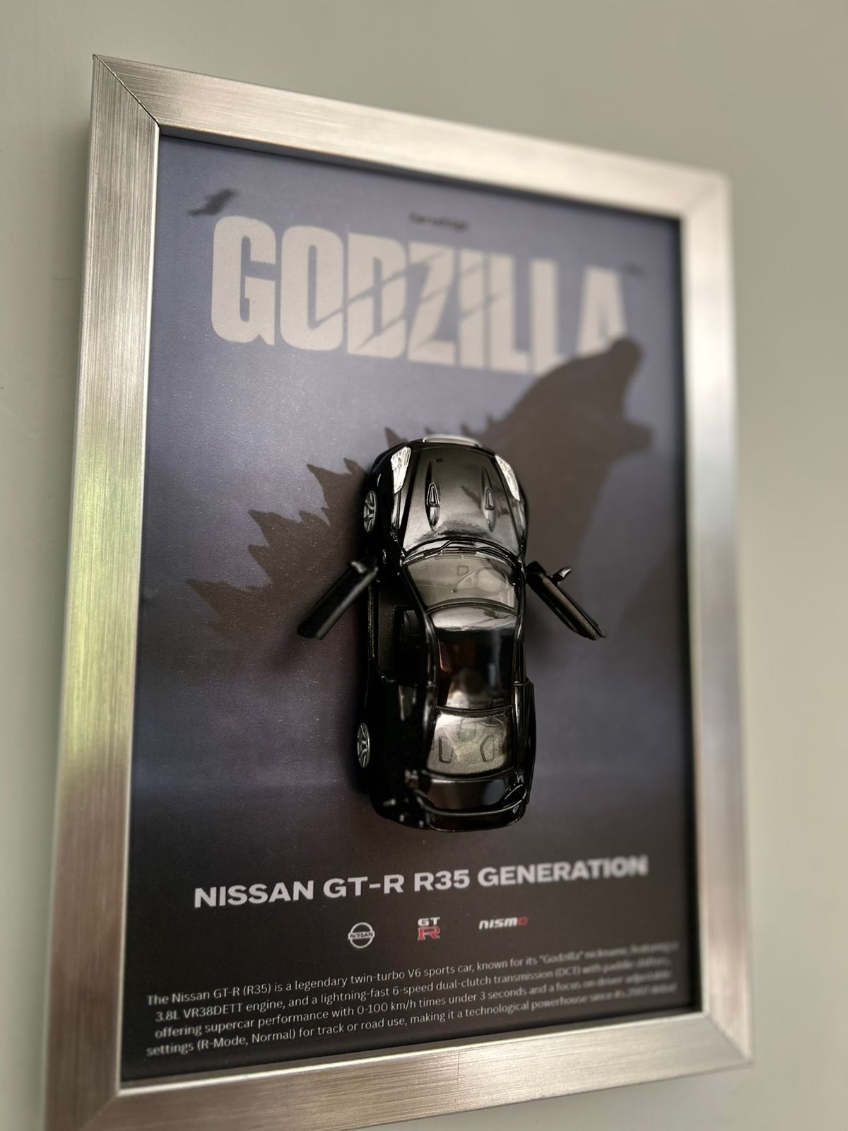 Nissan GT-R R35 “Godzilla” – 1:36 Scale Model in Premium Frame