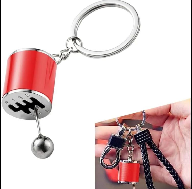 Red Gear Shift Keychain – Metal Automotive Design
