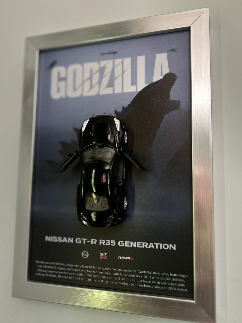 Nissan GT-R R35 “Godzilla” – 1:36 Scale Model in Premium Frame