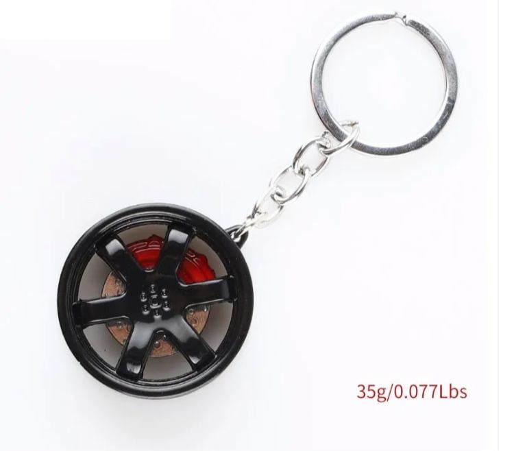 Black Metal Wheel Keychain – Premium Automotive Design