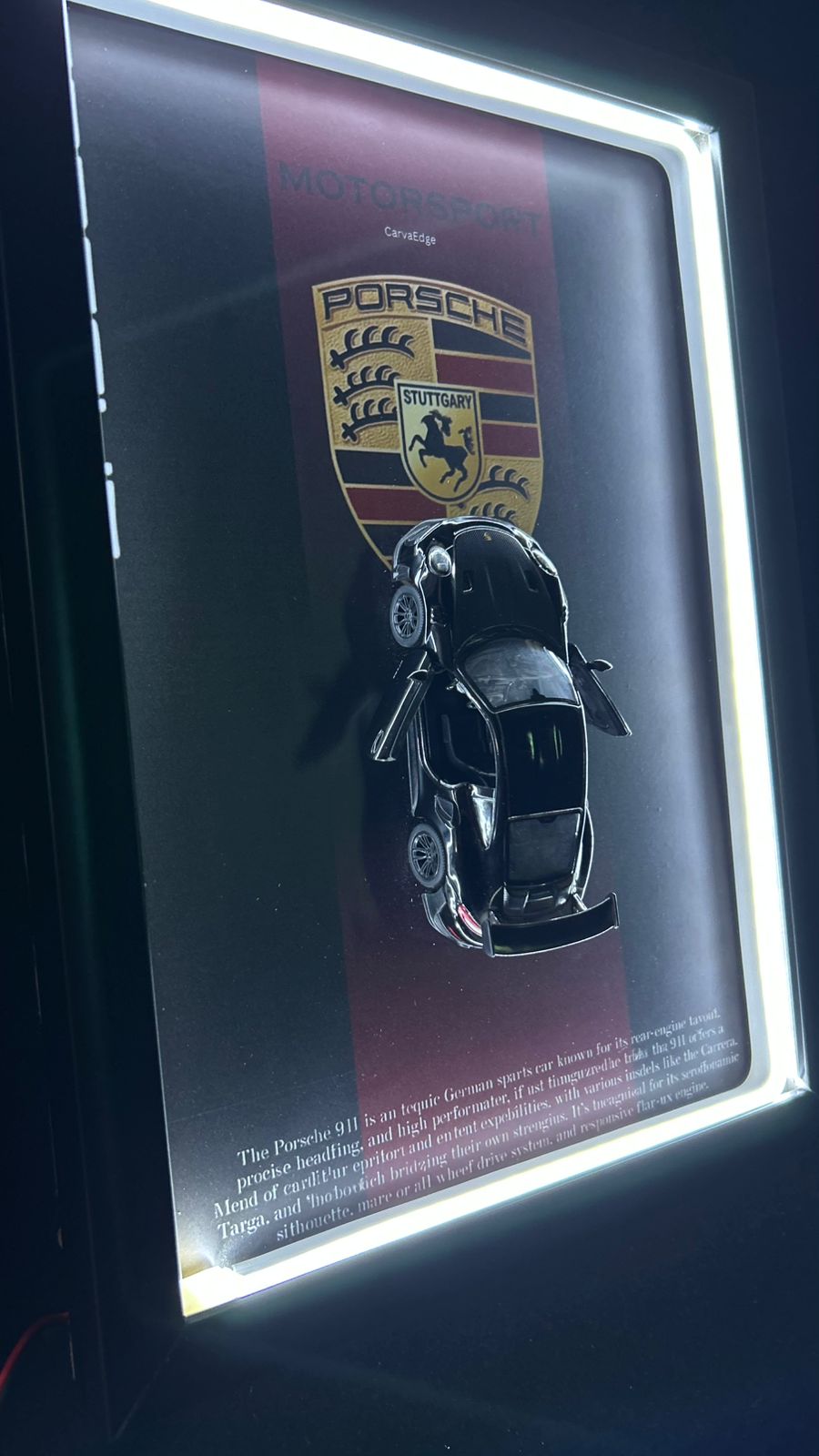 Licensed Porsche 911 GT2 – 5-Inch Diecast Model in Neon Light Shadow Frame (Black)