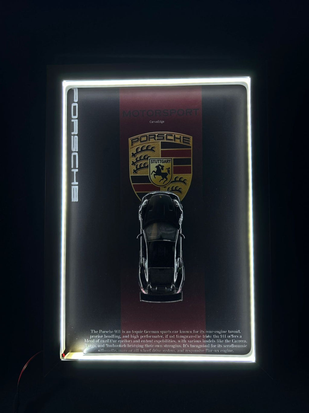 Licensed Porsche 911 GT2 – 5-Inch Diecast Model in Neon Light Shadow Frame (Black)
