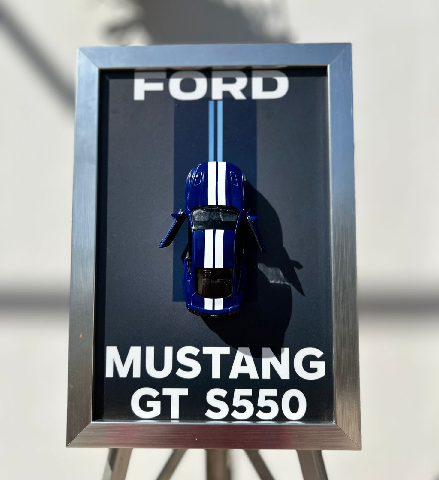 Ford Mustang GT S550 – 1:38 Scale Diecast Muscle Car in a Premium Wooden Frame