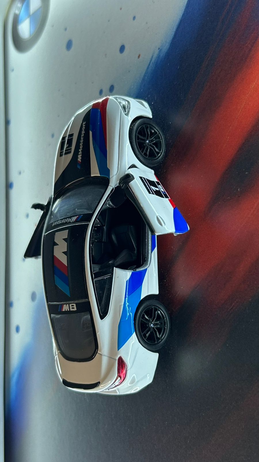 BMW M8 Coupe – 1:38 Licensed Scale Model in a White Neon Shadow Frame