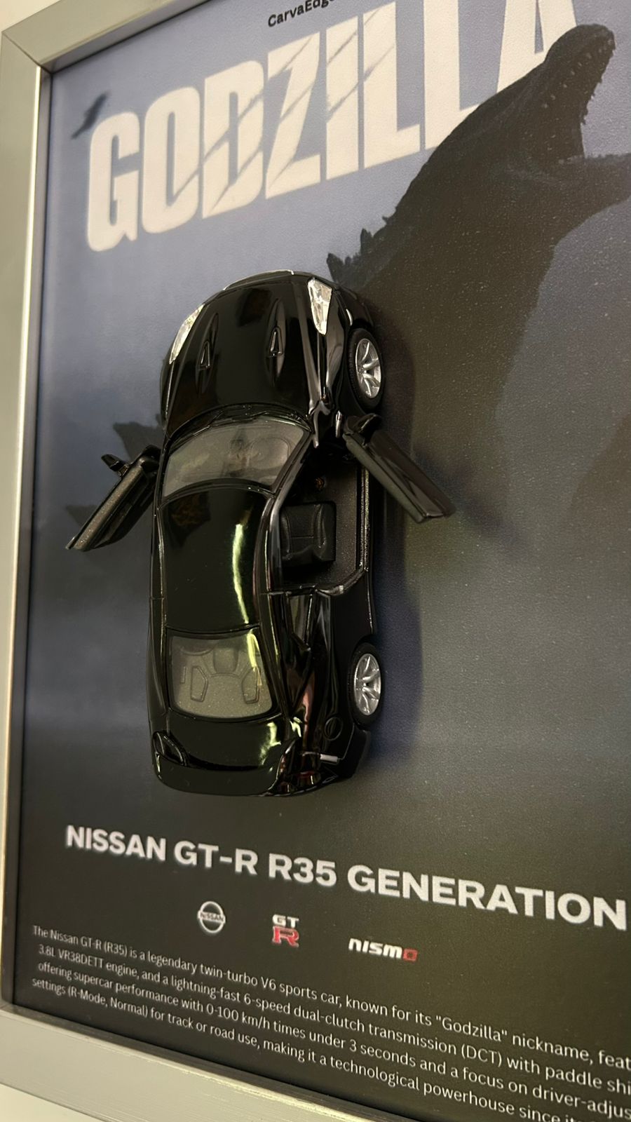 Nissan GT-R R35 “Godzilla” – 1:36 Scale Model in Premium Frame