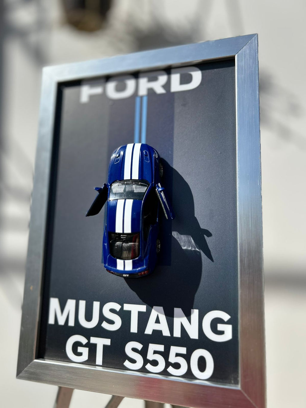 Ford Mustang GT S550 – 1:38 Scale Diecast Muscle Car in a Premium Wooden Frame