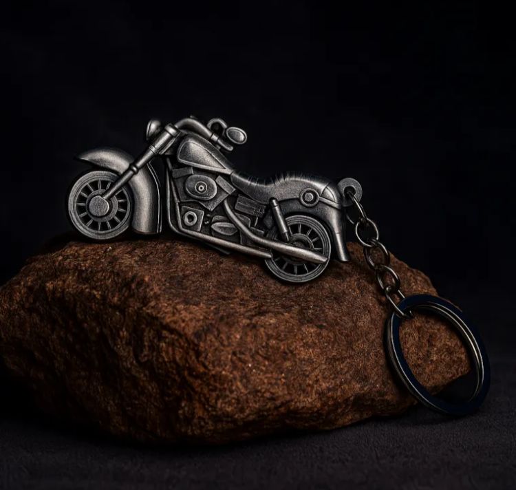 Silver Metal Bike Keychain – 3 Inch Premium Design